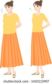 Woman before diet and after