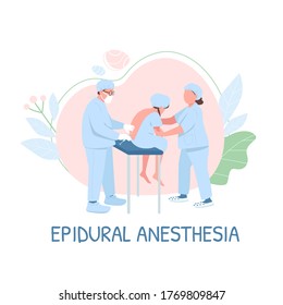 Woman before labor flat color vector faceless character. Spinal injection. Epidural anesthesia phrase. Clinic treatment isolated cartoon illustration for web graphic design and animation