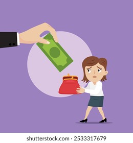 A woman begging for money. Flat, Vector, Illustration, Cartoon, EPS10. 