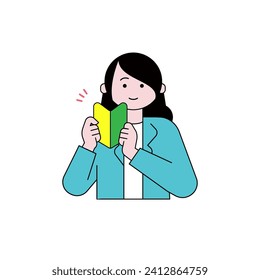 Woman with beginner's mark  illustration