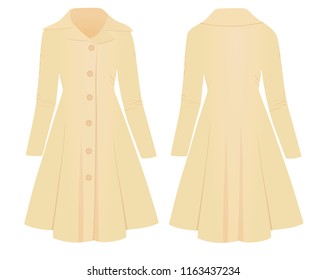 Woman beige coat, vector 