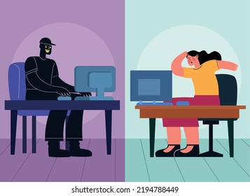 woman being attacked for hacker scene