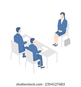 A woman being interviewed. interviewer to examine