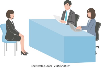 Woman being interviewed and the recruitment team