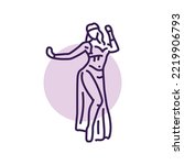 Woman belly dance color line icon.  East dance. Pictogram for web page, mobile app, promo.
