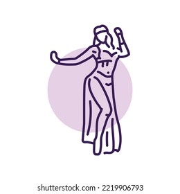 Woman belly dance color line icon.  East dance. Pictogram for web page, mobile app, promo.