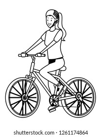 woman with bicicle black and white