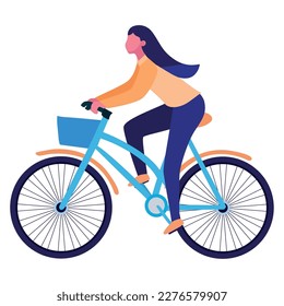 woman in bicycle with basket character