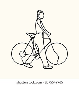 woman bicycle oneline continuous single line art