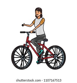 Woman with bicycle scribble