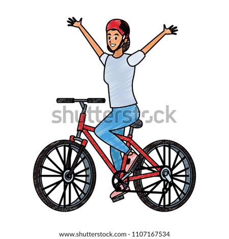 Woman with bicycle scribble