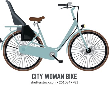 Woman bicycle side view. Urban female transport