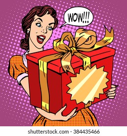 Woman And Big Gift Box