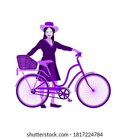 Woman and Bike Illustration Element for Print Art and Web Page
