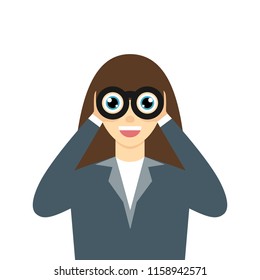  Woman with binocular vector illustration.