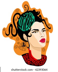 woman and bird