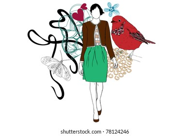 woman and bird