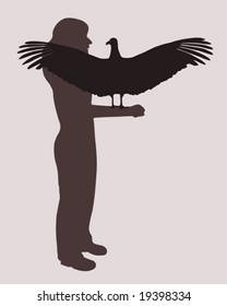 Woman and bird of prey