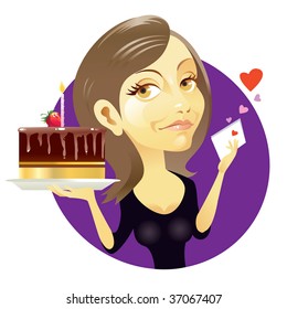 Woman with birthday cake