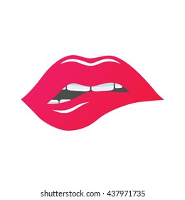 Woman Biting Her Lips Stock Vector (Royalty Free) 437971735 | Shutterstock