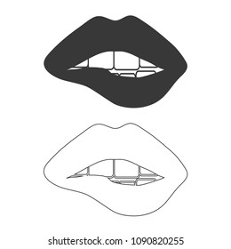 Woman biting her lips vector  icon.