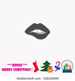 Woman biting her lips  vector illustration.