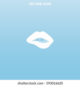 Woman biting her lips vector  icon.