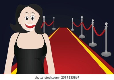 Woman in black dress. vector