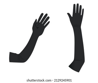 Woman black elegant gloves. vector