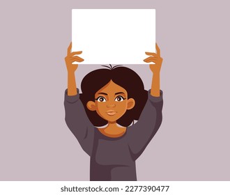 
Woman of Black Ethnicity Holding a Protest Sign Vector Cartoon. Unhappy person of color demonstrating for equal rights against systemic racism
