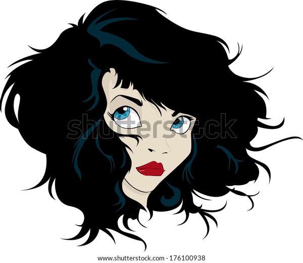 Woman Black Hair Stock Vector (Royalty Free) 176100938