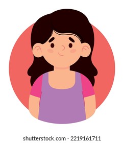 woman with black hair avatar icon isolated