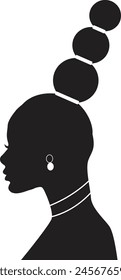 Woman Black History Month. Head Woman Side View Silhouette. Vector Illustration