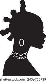 Woman Black History Month. Head Woman Side View Silhouette. Vector Illustration