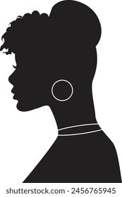 Woman Black History Month. Head Woman Side View Silhouette. Vector Illustration