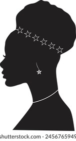 Woman Black History Month. Head Woman Side View Silhouette. Vector Illustration