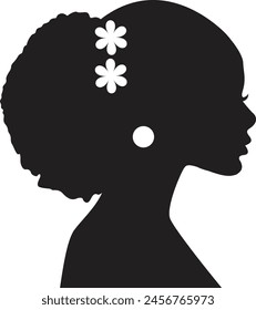 Woman Black History Month. Head Woman Side View Silhouette. Vector Illustration