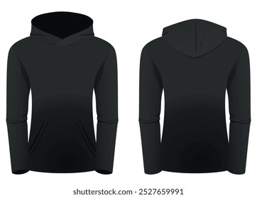 Woman black hoodie. vector illustration