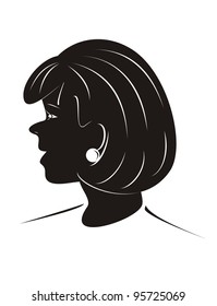 woman, black silhouette, vector icon