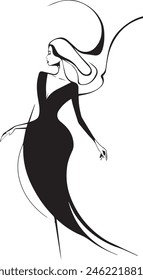A woman in black single line art