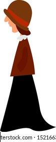 Mujer con falda negra, ilustración, vector sobre fondo blanco.