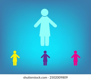 Woman - black vector icon with shadow