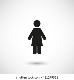 Woman - black vector icon  with shadow