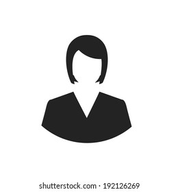 woman black and white flat design avatar icon. template for web and mobile applications