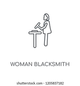 Woman Blacksmith linear icon. Woman Blacksmith concept stroke symbol design. Thin graphic elements vector illustration, outline pattern on a white background, eps 10.
