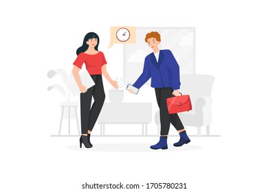 The woman blames the man because he comes late. svg