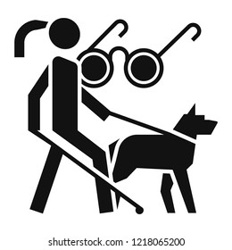 Woman blind dog guide icon. Simple illustration of woman blind dog guide vector icon for web design isolated on white background