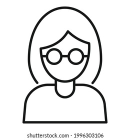 Icono ciego femenino. Contorno Icono vectorial ciego de la mujer para el diseño web aislado en fondo blanco