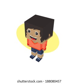 woman block isometric avatar cartoon character