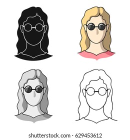 A woman with blond hair with glasses.A blind woman because of diabetes.Diabetes single icon in cartoon style vector symbol stock illustration.